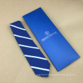 Cravates 100% en soie tissées en gros tissées par soie blanche avec des rayures bleues